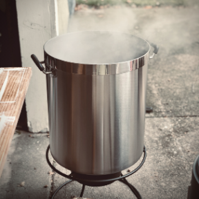 Homebrew kettle on outdoor burner